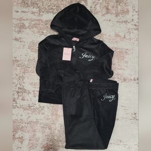 🖤Juicy Couture Liquorice Velour Hoodie Jogger Set - L